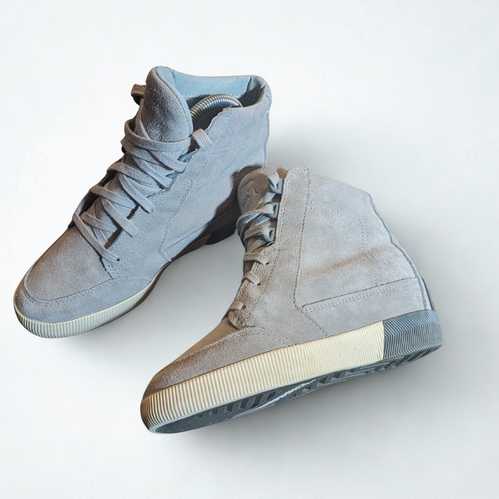 Sorel Suede Wedge High-Top Sneakers Gray Hidden Wedge Rubber Sole  Women’s 7
